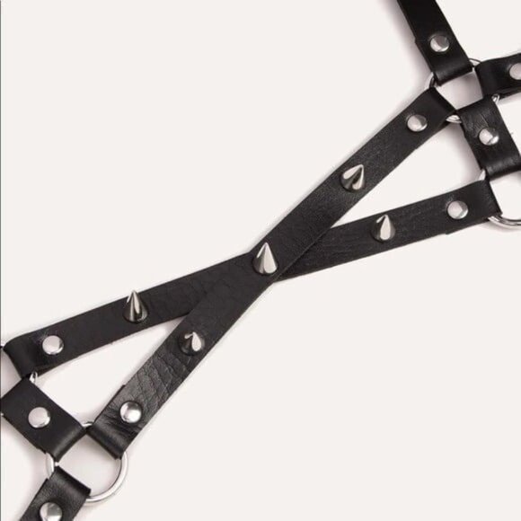 PU Leather Waist Studded Body Harness Strap Belt - Picture 4 of 5